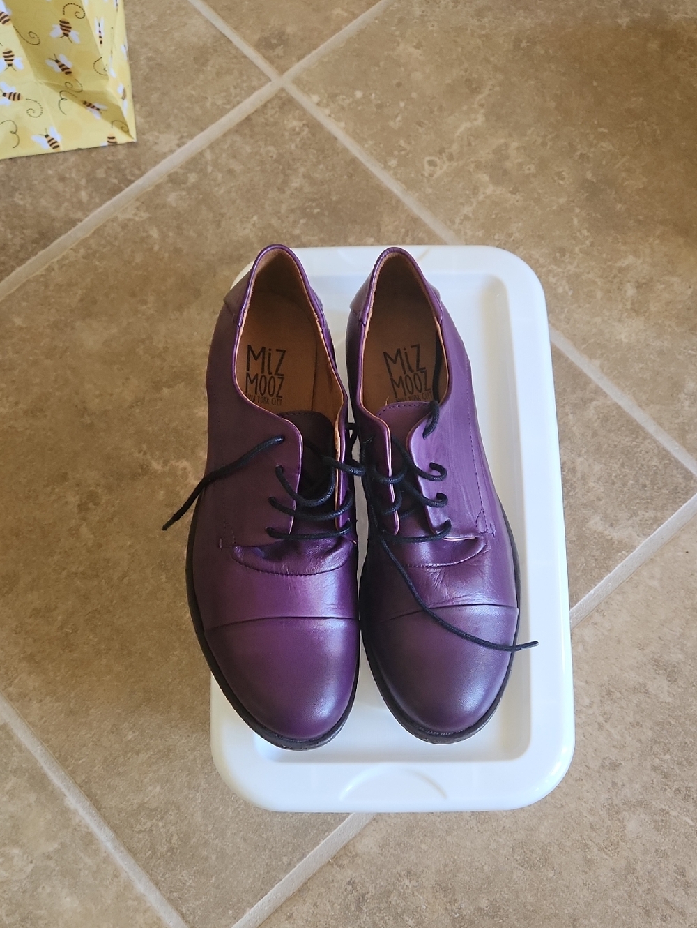 Miz Mooz Letty Womens Purple Leather Lace-Up Oxfords